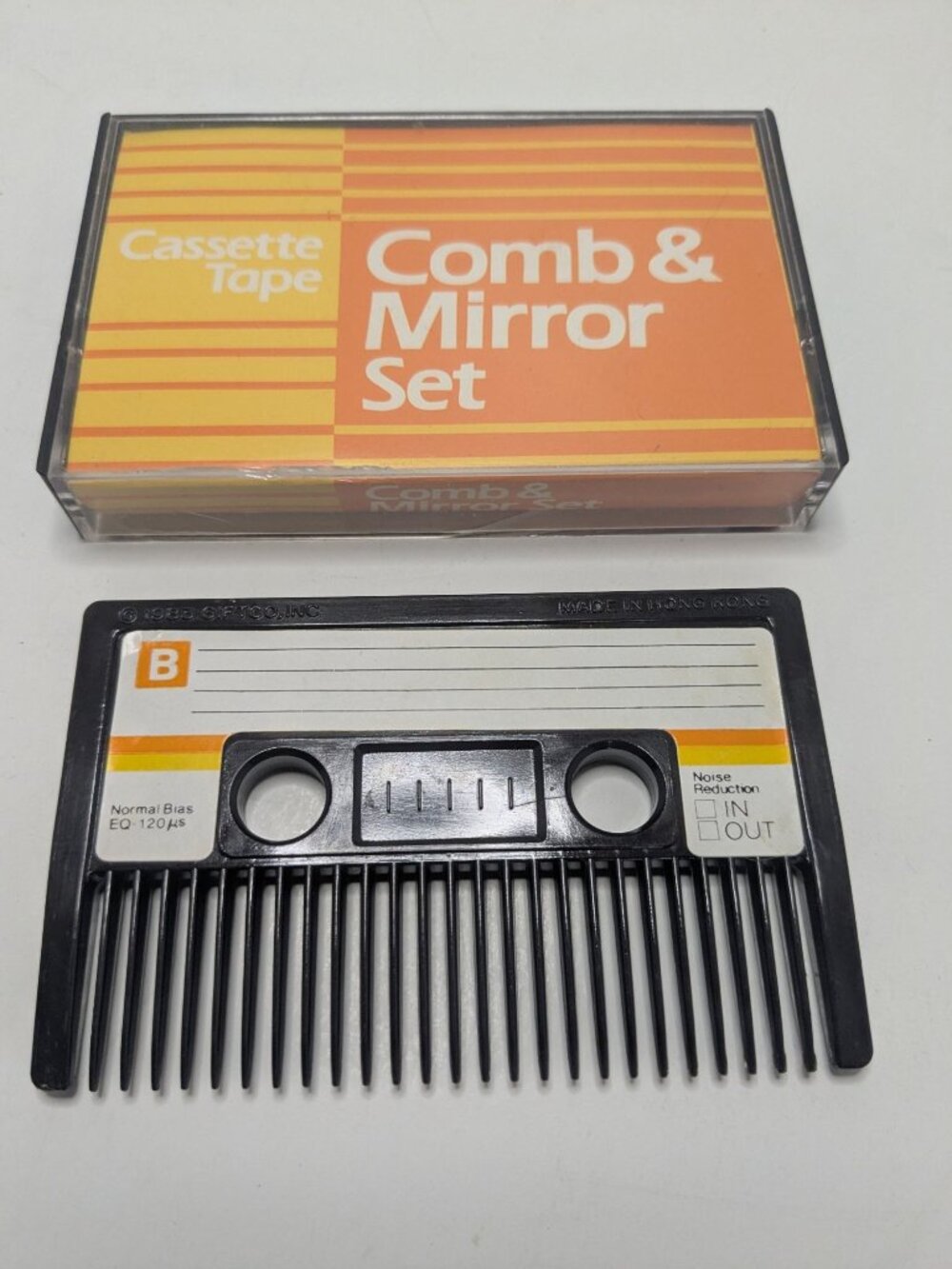 Cassette Tape Comb & Mirror Set 1983 Giftco Retro Design Made In Hong Kong